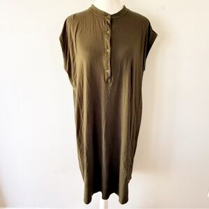 Eileen Fisher Women Fine Jersey Mandarin Collar Dress Medium Minimalist Modest